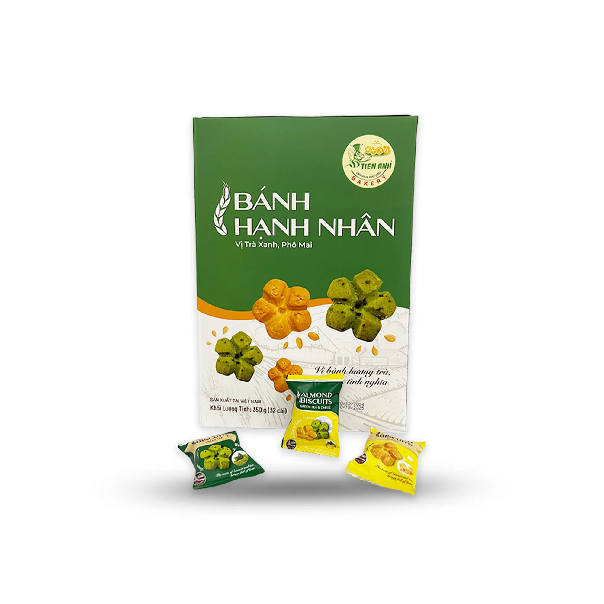 Bánh hạnh nhân Vị trà xanh, phô mai